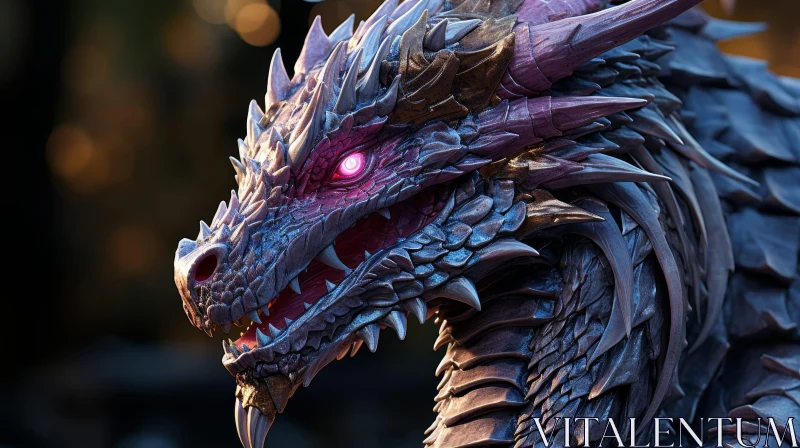 Majestic Dragon Head - 3D Fantasy Artwork AI Image