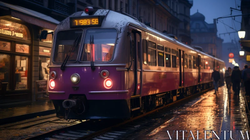 Night City Train Scene AI Image