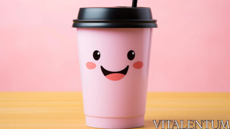 Adorable Pink Plastic Cup Photo AI Image