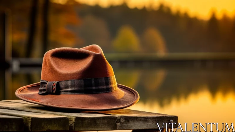 Brown Felt Hat Serenity at Sunset AI Image