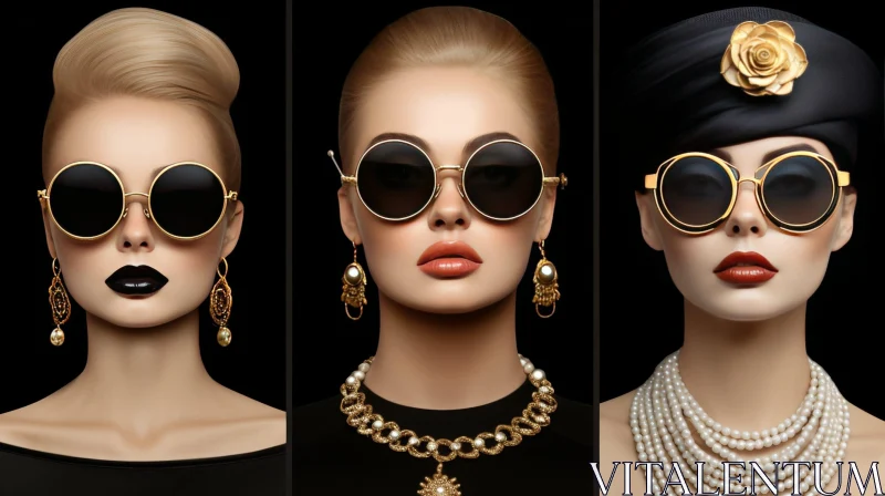Chic Women Triptych: Elegance and Sophistication AI Image