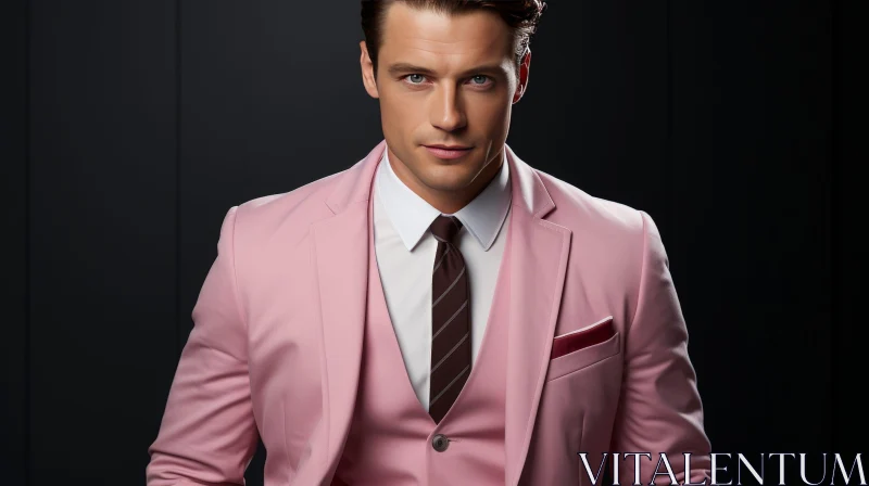 Confident Young Man in Pink Suit | Portrait Photography AI Image