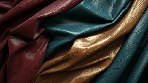 Crumpled Fabric in Dark Red, Emerald Green, and Gold
