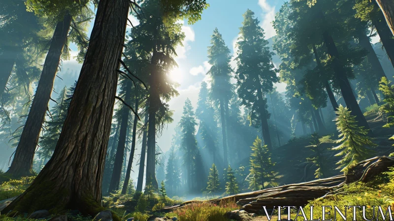 Enchanting Redwood Forest Scene AI Image