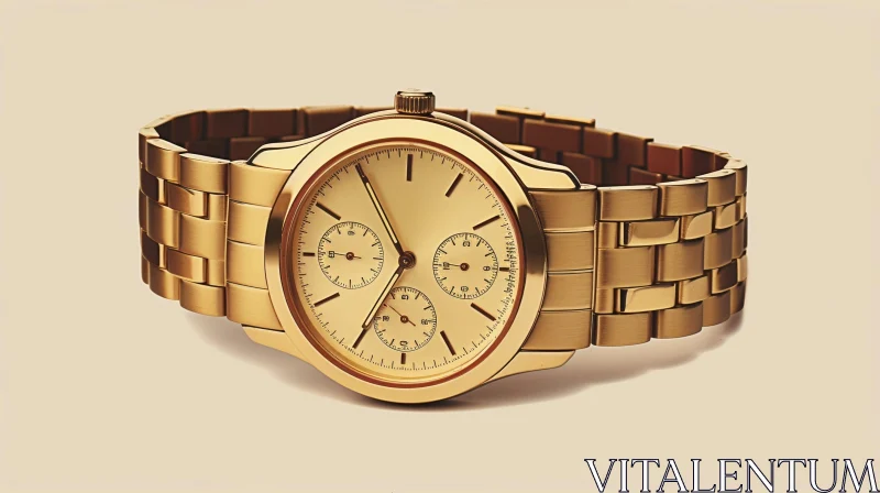 Exquisite Gold Wristwatch on White Background AI Image