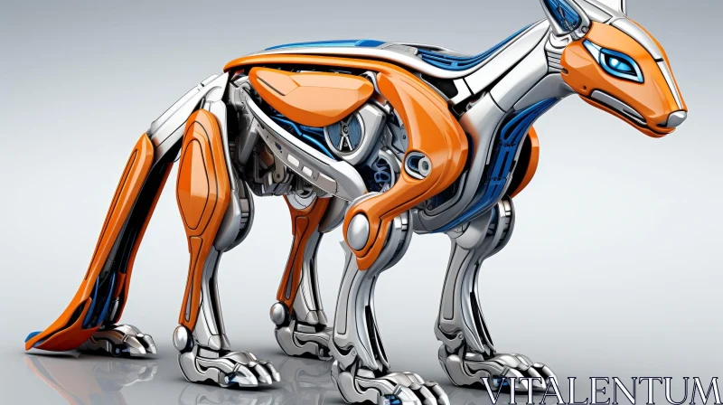 Robotic Fox 3D Rendering | Metallic Body | Aperture Science Tag AI Image