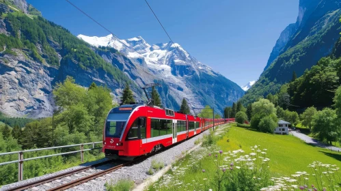 Scenic Train Journey in the Swiss Alps