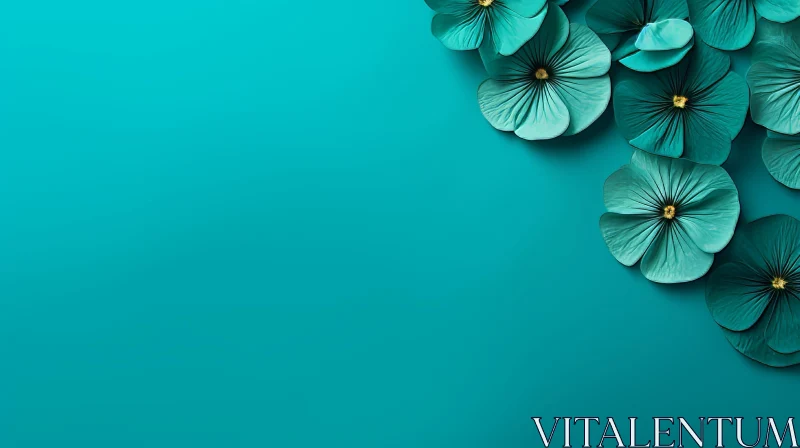 AI ART Turquoise Blue Floral Background
