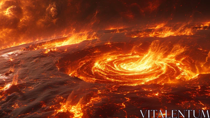 Volcanic Eruption on Alien Planet AI Image