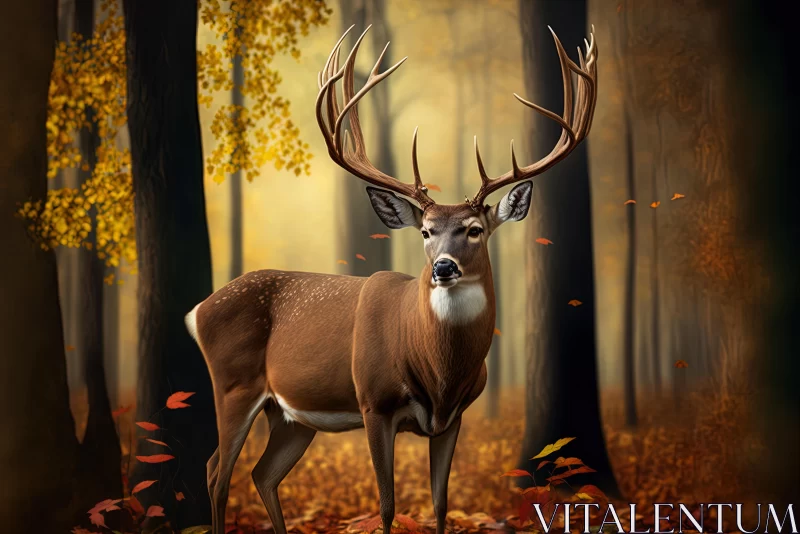 AI ART Captivating Hyper-Realistic Illustration of a Deer in an Autumn Forest