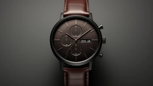 Elegant Brown Leather Wristwatch with Rose Gold Accents