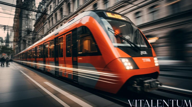 High-Speed Modern Train in Urban Environment AI Image