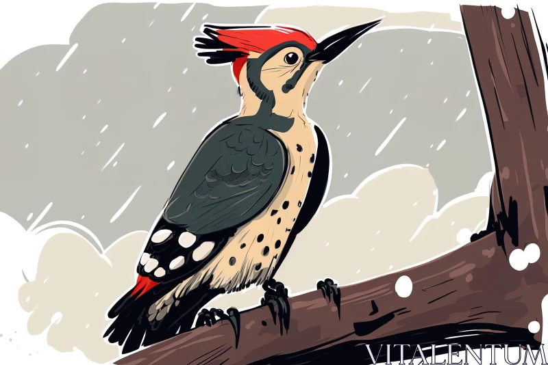 Captivating Woodpecker Cartoon Artwork | Dynamic Sketching AI Image