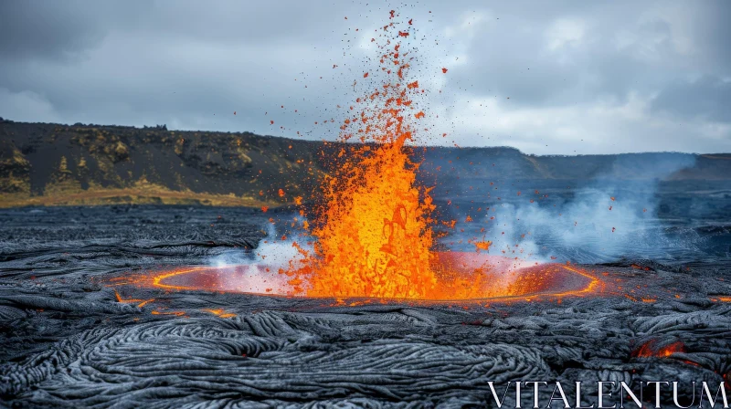 Fiery Volcanic Eruption: A Captivating Display of Nature's Power AI Image