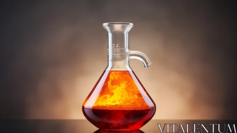 AI ART Red-Orange Liquid Experiment in Graduated Conical Flask