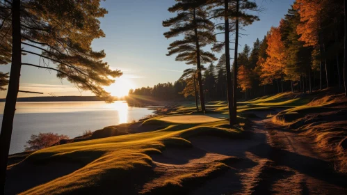 Tranquil Sunset Golf Course Landscape