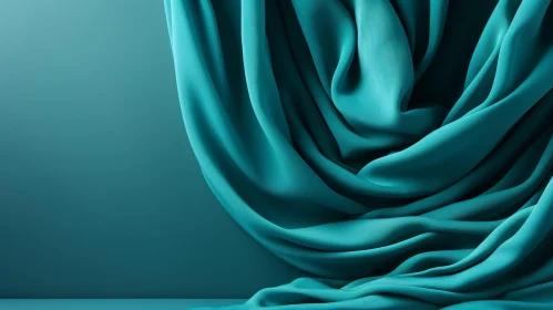 Turquoise Silk Curtain 3D Rendering