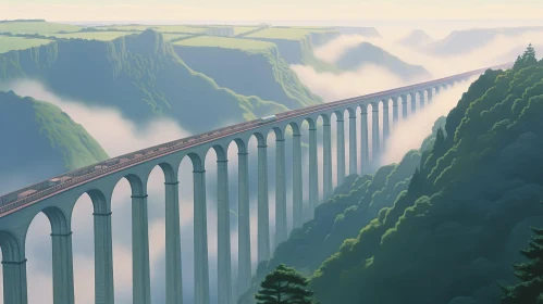 Viaduct in Mountainous Landscape - Digital Painting