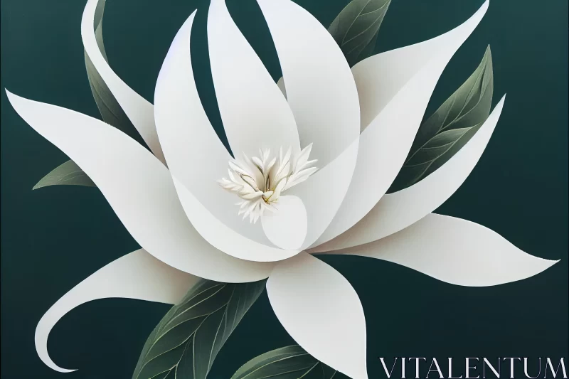 White Flower Surrounded by Leaves: Delicate Paper Cutouts Style AI Image