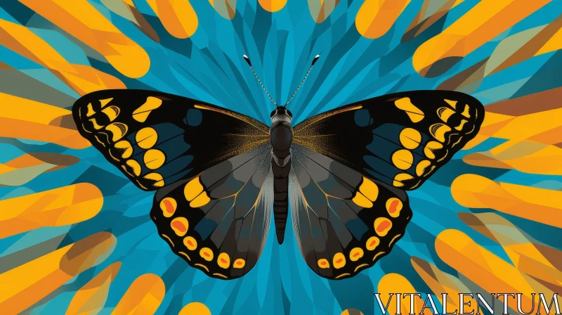 Colorful Butterfly Digital Art in Abstract Setting AI Image