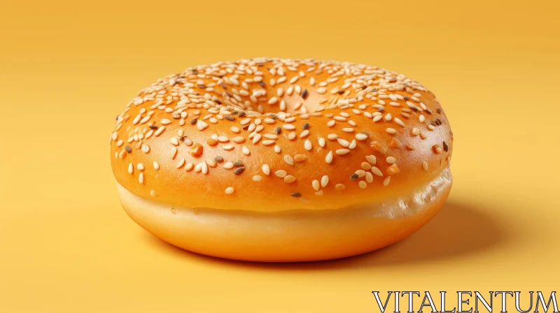 AI ART Delicious Sesame Bagel on Yellow Background