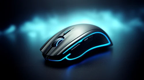 Futuristic Black Gaming Mouse with Blue LED Lights