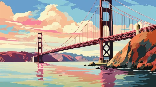 Golden Gate Bridge Digital Painting - Impressionist Style