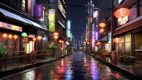 Japanese City Night Street View