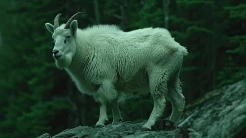 Majestic Mountain Goat Portrait in Natural Setting