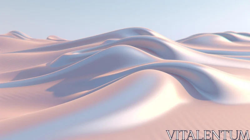 Serene Pink and White Sand Dune Landscape - 3D Rendering AI Image