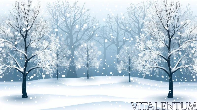 AI ART Winter Forest Serenity - Snow-Covered Landscape