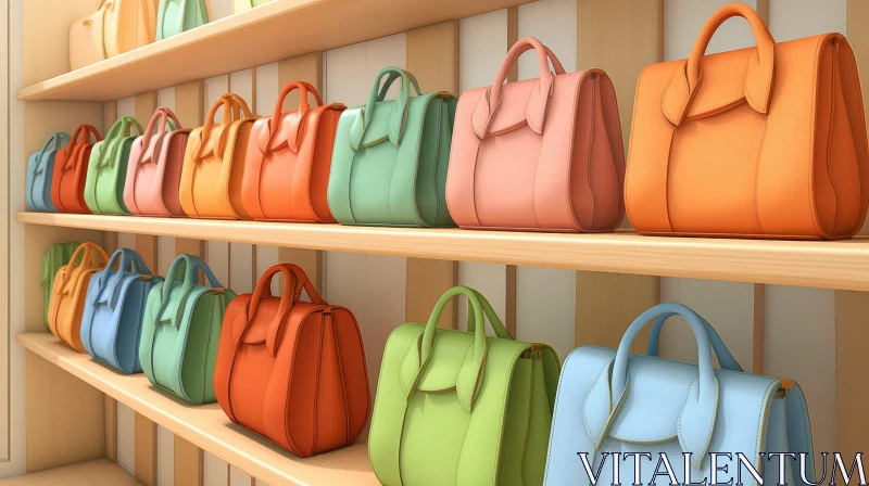 Chic Handbags Collection at a Store AI Image