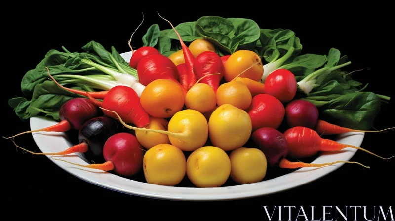 Colorful Vegetable Bowl on Black Background AI Image