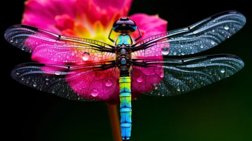 Dragonfly on Pink Flower - Stunning Nature Close-Up