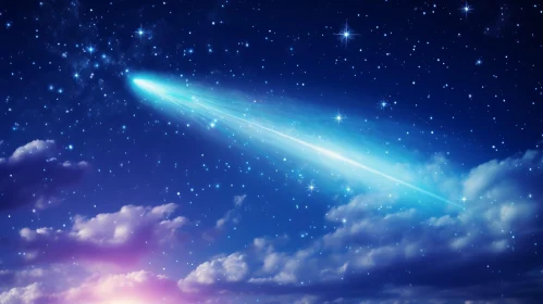 Enchanting Night Sky with Comet and Stars