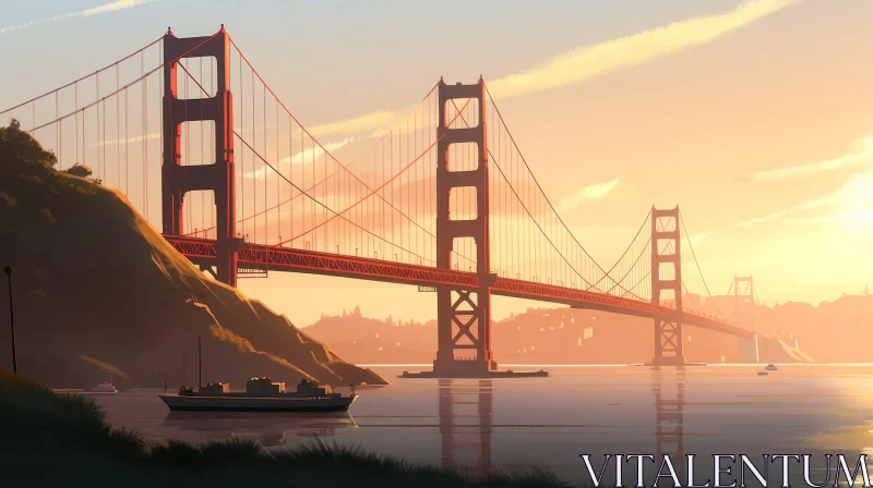 AI ART Golden Gate Bridge Sunset Painting