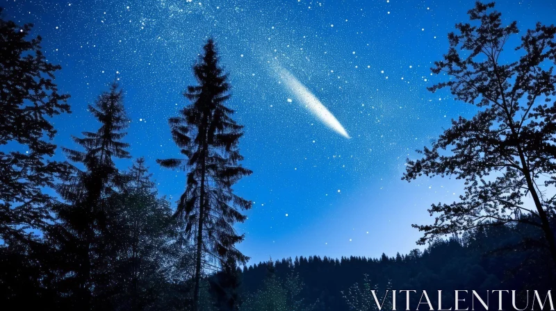 AI ART Stunning Night Sky with Comet and Stars