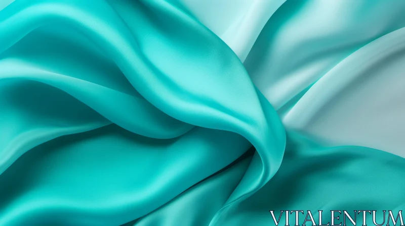 Turquoise Silk Fabric Texture with Gradient AI Image