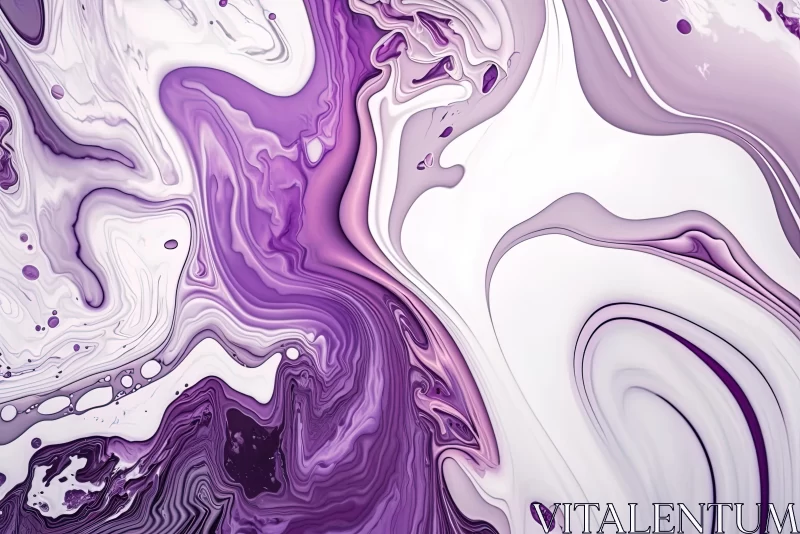 Abstract Purple Swirls in a Cloudy White Sky | Fluid Acrylic Painting AI Image