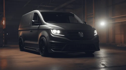 Black Van in Front of a Building - A Captivating Image