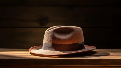 Brown Straw Hat on Wooden Table - Minimalist Still Life Photography