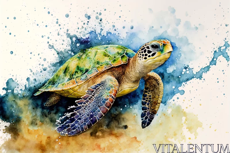 Captivating Watercolor Turtle Painting | Detailed Illustrations AI Image