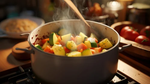 Colorful Vegetable Cooking Scene