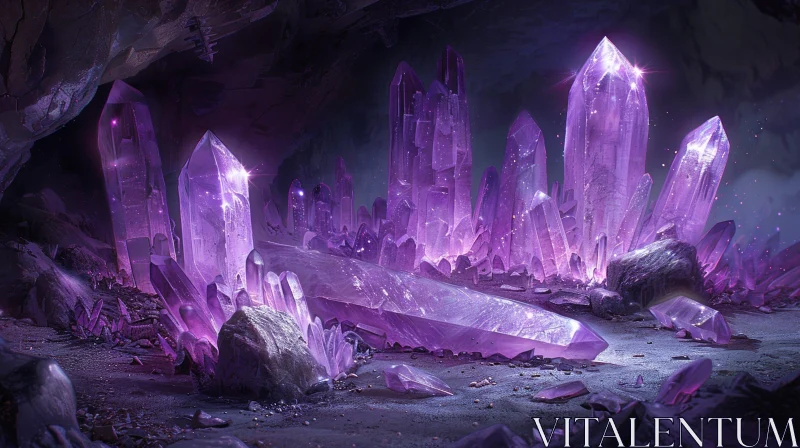 Enchanting Purple Crystal Cave AI Image