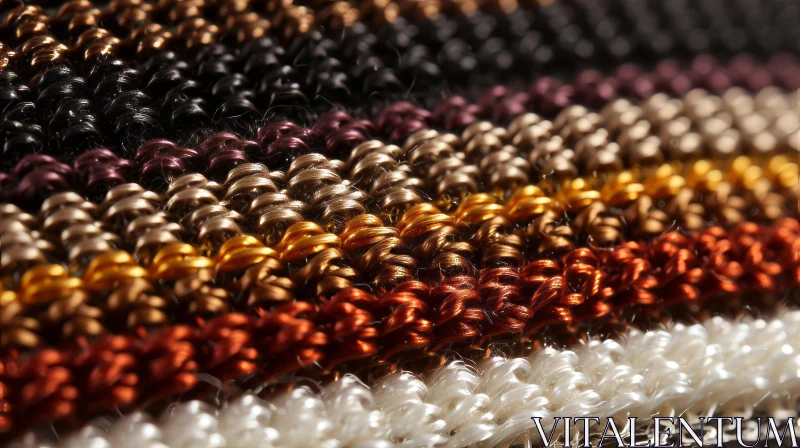 Multicolored Knitted Fabric with Metallic Yarn Stripes AI Image