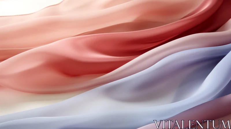 Silk Fabric Waves in Pink, Peach, and Blue AI Image