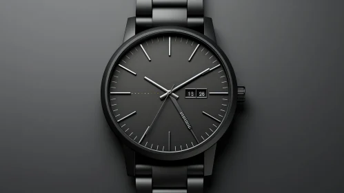 Sophisticated Black Wristwatch with Silver Hands