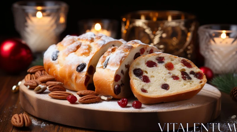 Christmas Bread Stollen with Raisins and Cranberries AI Image