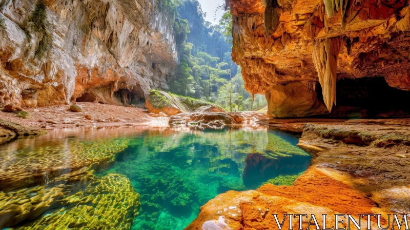 Crystal Cave Oasis: Serene Nature Wonder AI Image