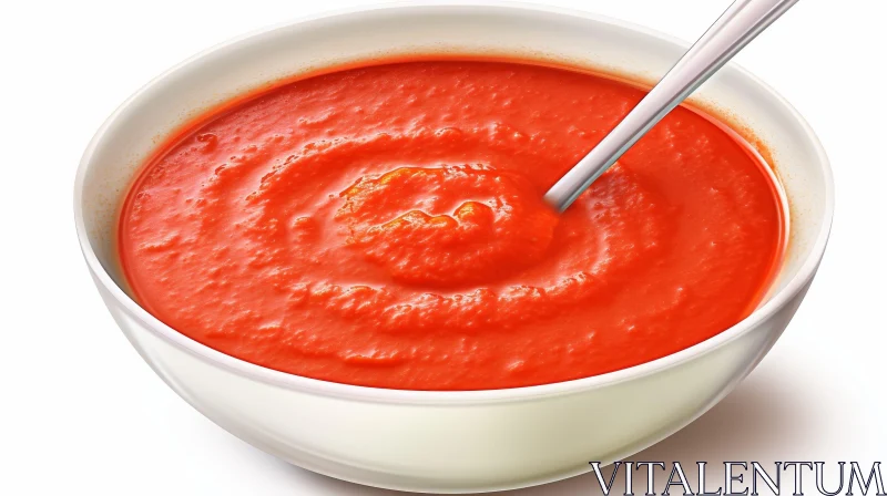 AI ART Delicious Tomato Soup Bowl on White Background